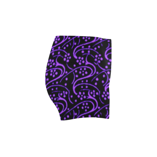 Vintage Swirl Floral Purple Black Briseis Skinny Shorts (Model L04)