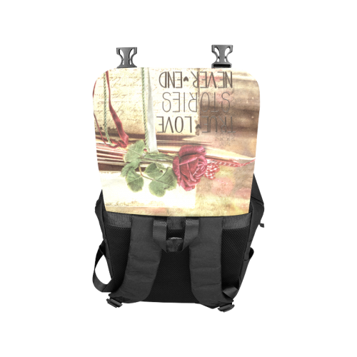 True love stories never end with vintage red rose Casual Shoulders Backpack (Model 1623)