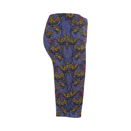 Art Nouveau Floral Hestia Cropped Leggings (Model L03)