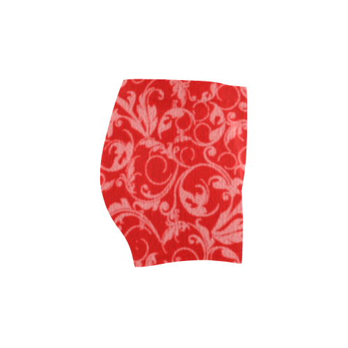 Vintage Swirls Coral Red Briseis Skinny Shorts (Model L04)
