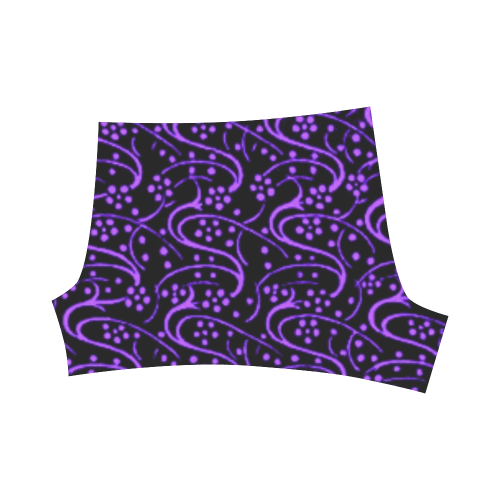 Vintage Swirl Floral Purple Black Briseis Skinny Shorts (Model L04)