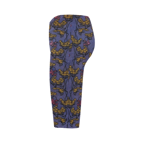 Art Nouveau Floral Hestia Cropped Leggings (Model L03)