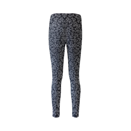 Vintage Floral Charcoal Gray Black Cassandra Women's Leggings (Model L01)