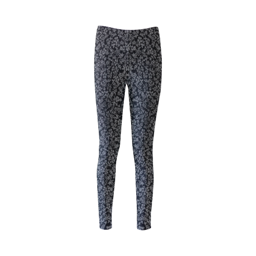 Vintage Floral Charcoal Gray Black Cassandra Women's Leggings (Model L01)