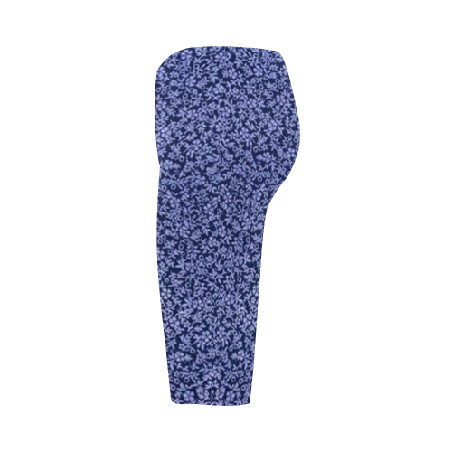 Vintage Floral Cerulean Blue Hestia Cropped Leggings (Model L03)