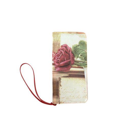 True love stories never end with vintage red rose Women's Clutch Wallet (Model 1637)