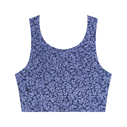 Vintage Floral Cerulean Blue Women's Crop Top (Model T42)