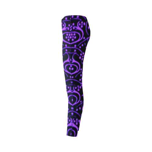 Vintage Swirl Floral Purple Black Cassandra Women's Leggings (Model L01)
