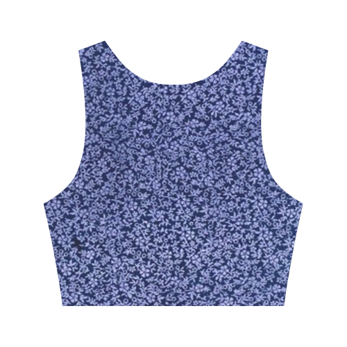 Vintage Floral Cerulean Blue Women's Crop Top (Model T42)