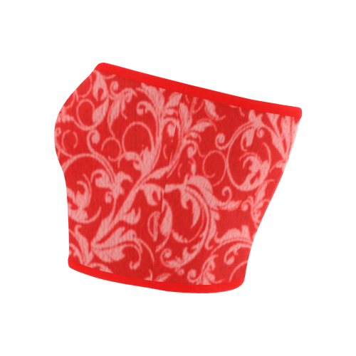 Vintage Swirls Coral Red Bandeau Top