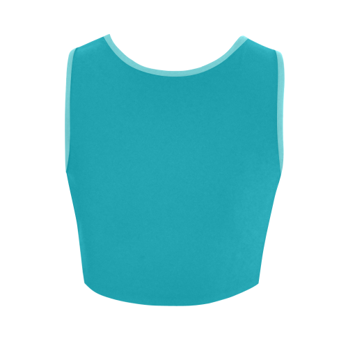 Peacock Blue Color Accent Women's Crop Top (Model T42)