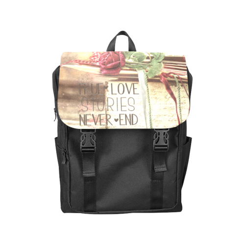 True love stories never end with vintage red rose Casual Shoulders Backpack (Model 1623)