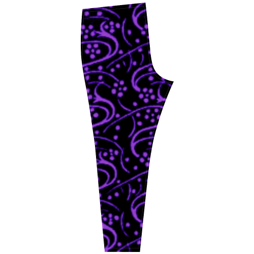 Vintage Swirl Floral Purple Black Cassandra Women's Leggings (Model L01)