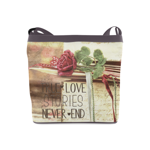 True love stories never end with vintage red rose Crossbody Bags (Model 1613)