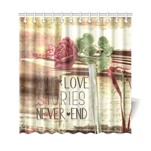 True love stories never end with vintage red rose Shower Curtain 69"x72"