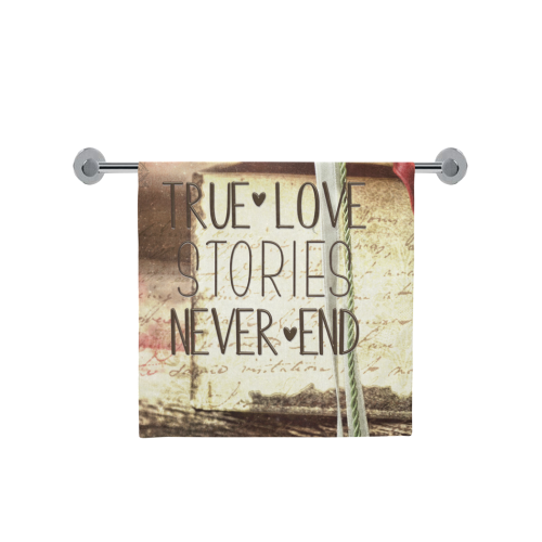 True love stories never end with vintage red rose Bath Towel 30"x56"