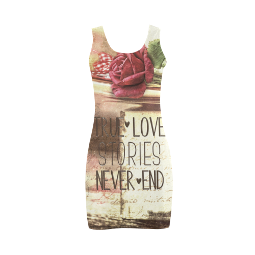 True love stories never end with vintage red rose Medea Vest Dress (Model D06)