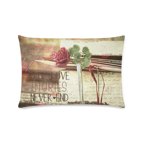 True love stories never end with vintage red rose Custom Zippered Pillow Case 16"x24"(Twin Sides)