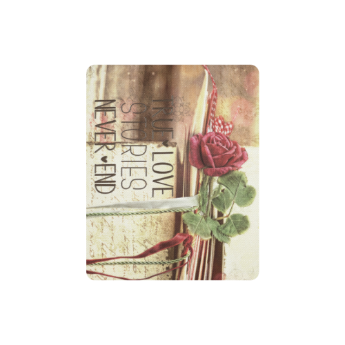True love stories never end with vintage red rose Rectangle Mousepad
