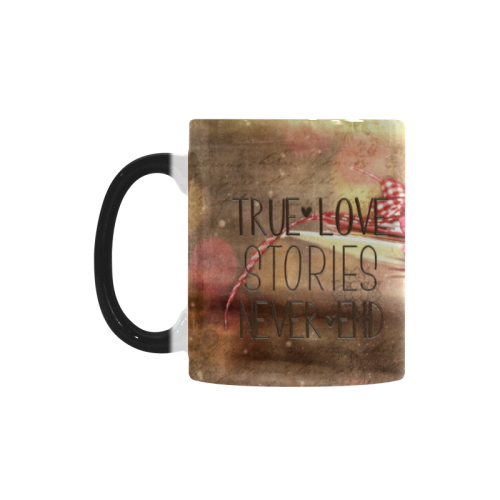 True love stories never end with vintage red rose Custom Morphing Mug