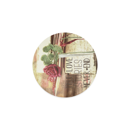True love stories never end with vintage red rose Round Coaster