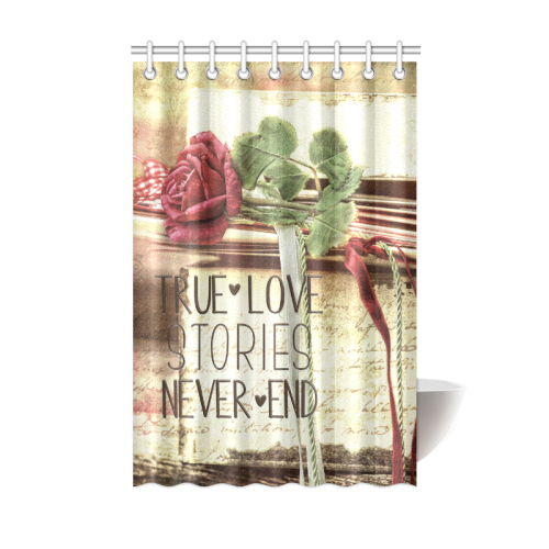 True love stories never end with vintage red rose Shower Curtain 48"x72"