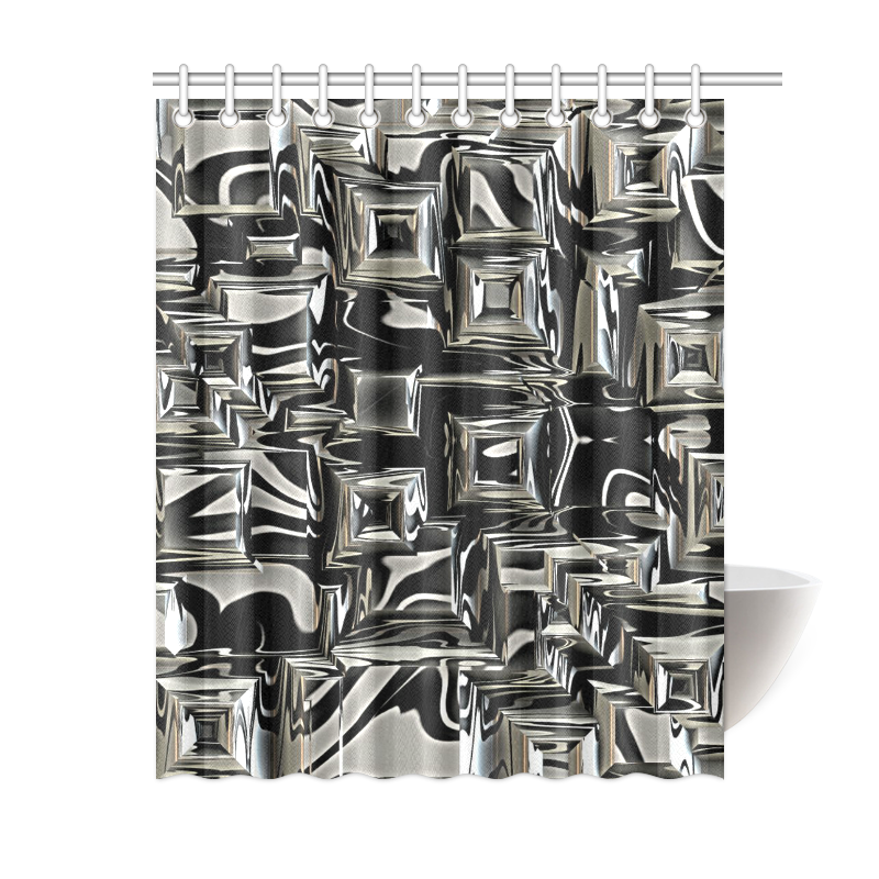 black and silver Metal art Shower Curtain 60"x72" ID D219053