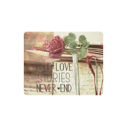 True love stories never end with vintage red rose Rectangle Mousepad