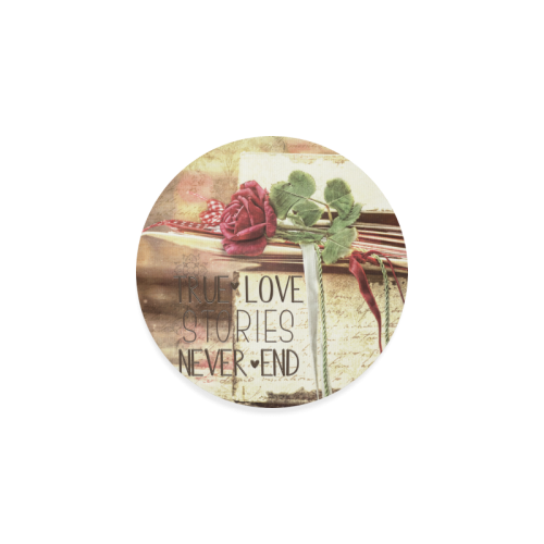 True love stories never end with vintage red rose Round Coaster