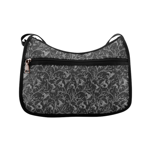 Vintage Floral Charcoal Black Crossbody Bags (Model 1616)