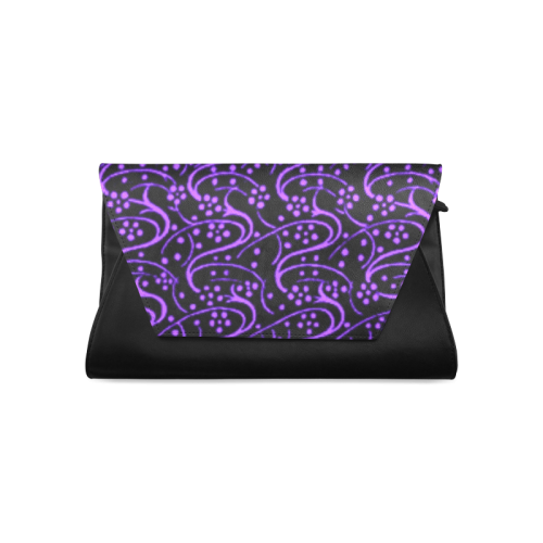 Vintage Swirl Floral Purple Black Clutch Bag (Model 1630)