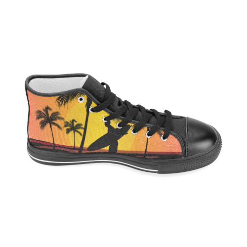 Tropical Surfer at Sunset Men’s Classic High Top Canvas Shoes (Model 017)