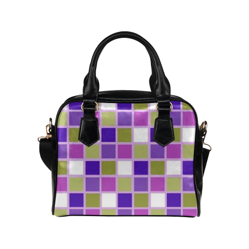 Harlequin Sage Green Lavender Purple Color Tiles Shoulder Handbag (Model 1634)