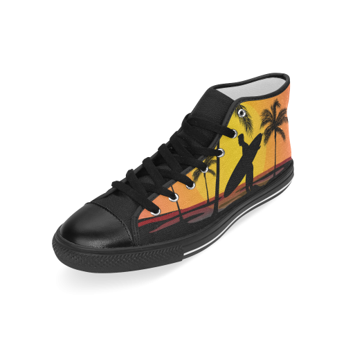 Tropical Surfer at Sunset Men’s Classic High Top Canvas Shoes (Model 017)