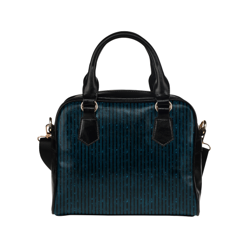 Turquoise Glitter Stripe Shoulder Handbag (Model 1634)