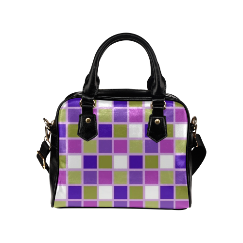 Harlequin Sage Green Lavender Purple Color Tiles Shoulder Handbag (Model 1634)