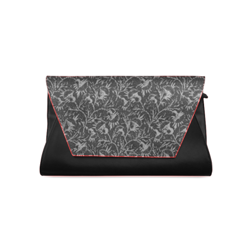 Vintage Floral Charcoal Black Clutch Bag (Model 1630)