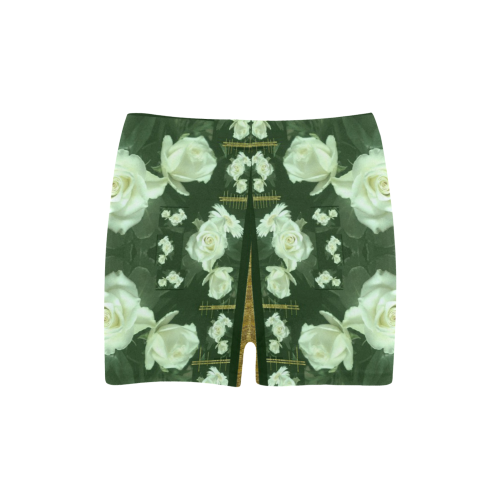 Roses and flowers in gold Briseis Skinny Shorts (Model L04)