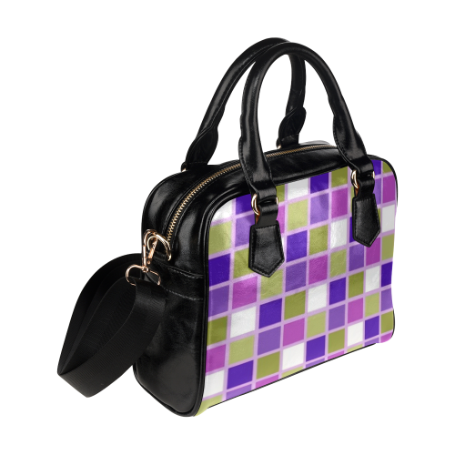 Harlequin Sage Green Lavender Purple Color Tiles Shoulder Handbag (Model 1634)