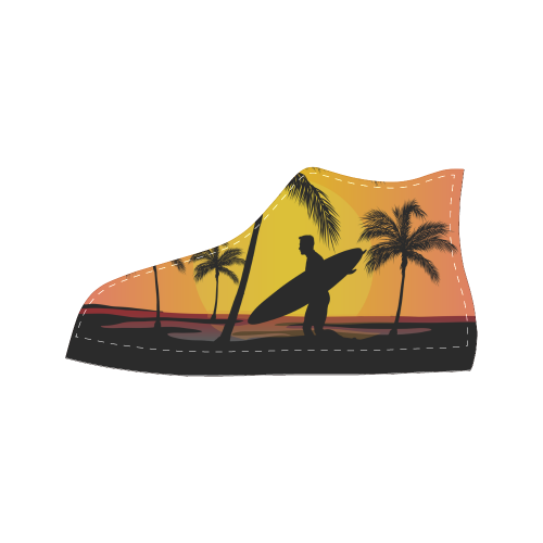 Tropical Surfer at Sunset Men’s Classic High Top Canvas Shoes (Model 017)