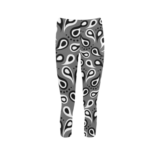 Black And White Paisley Capri Legging (Model L02)