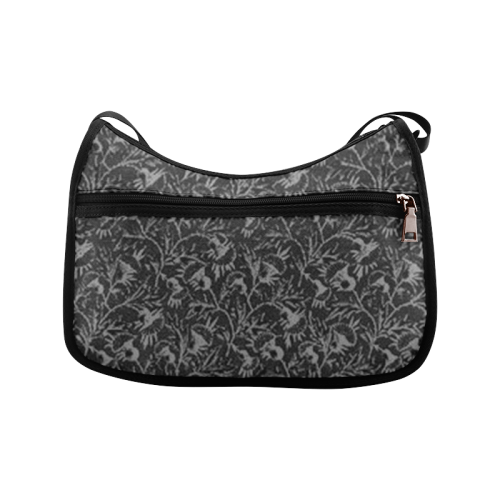 Vintage Floral Charcoal Black Crossbody Bags (Model 1616)
