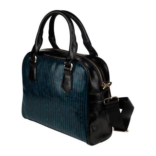 Turquoise Glitter Stripe Shoulder Handbag (Model 1634)
