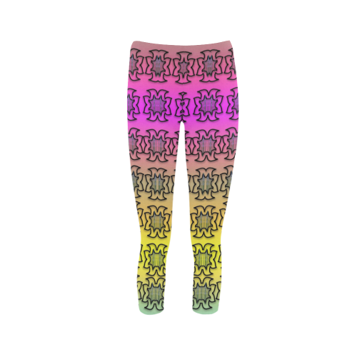 Butterflyes and decorative flowers reach the sky Capri Legging (Model L02)