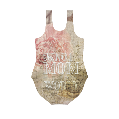 Vintage carnations for the best mom Vest One Piece Swimsuit (Model S04)