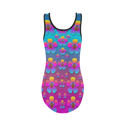 Freedom Peace Flowers Raining In Rainbows Vest One Piece Swimsuit (Model S04)