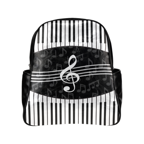 Stylish Music Piano Keys and Treble Clef Multi-Pockets Backpack (Model 1636)