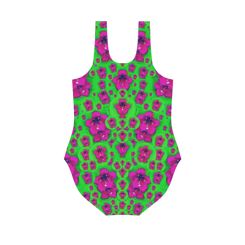 Fantasy Valentine in floral love and peace time Vest One Piece Swimsuit (Model S04)