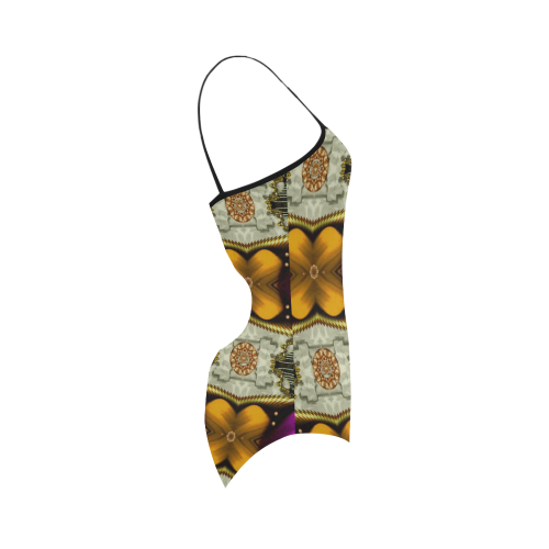 Contemplative floral and pearls Strap Swimsuit ( Model S05)