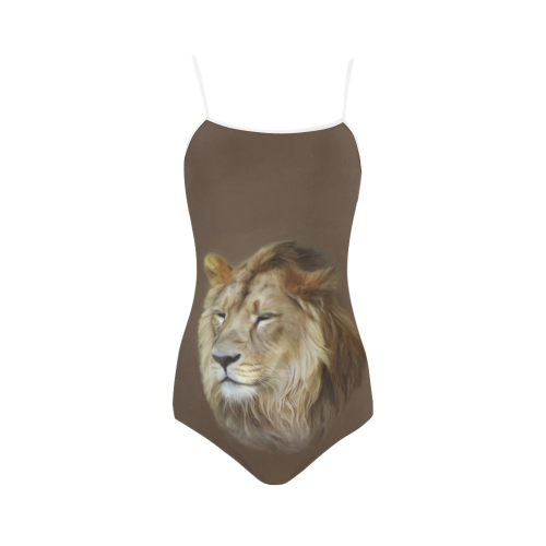 A magnificent painting Lion portrait Strap Swimsuit ( Model S05)